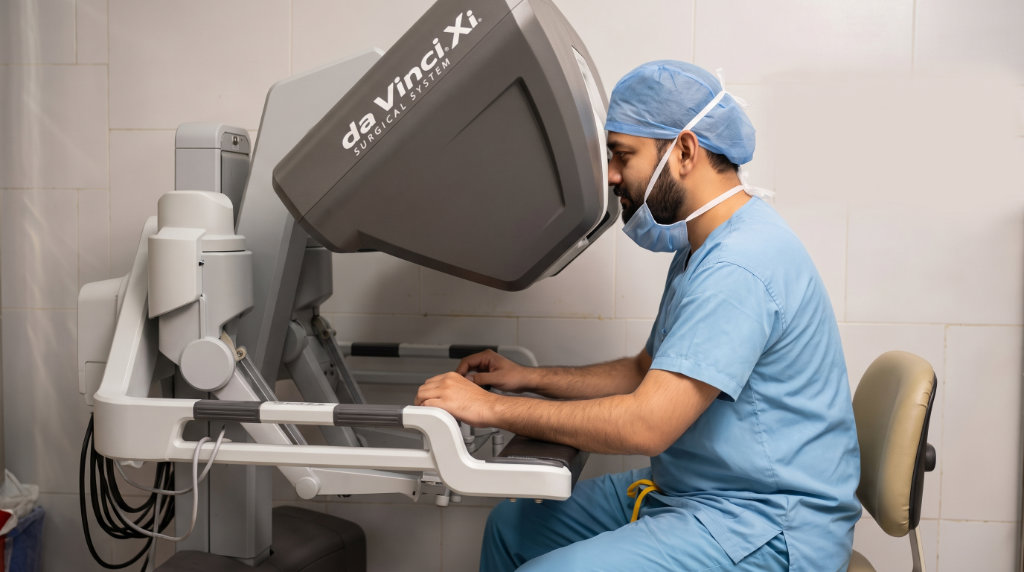Dr. Mohammad Sanaul Hoque Sarker — at the robotic surgical console